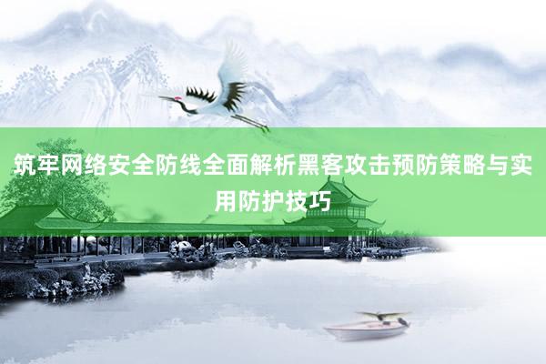 筑牢网络安全防线全面解析黑客攻击预防策略与实用防护技巧