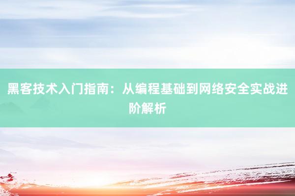 黑客技术入门指南:从编程基础到网络安全实战进阶解析