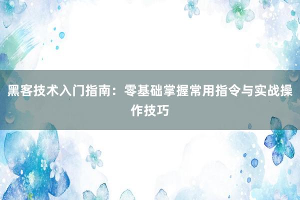 黑客技术入门指南：零基础掌握常用指令与实战操作技巧