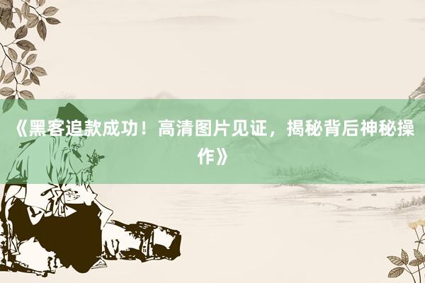《黑客追款成功！高清图片见证，揭秘背后神秘操作》